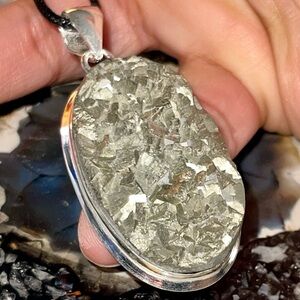 “Fools Gold” Drusy Pyrite Pendant 2 1/4”